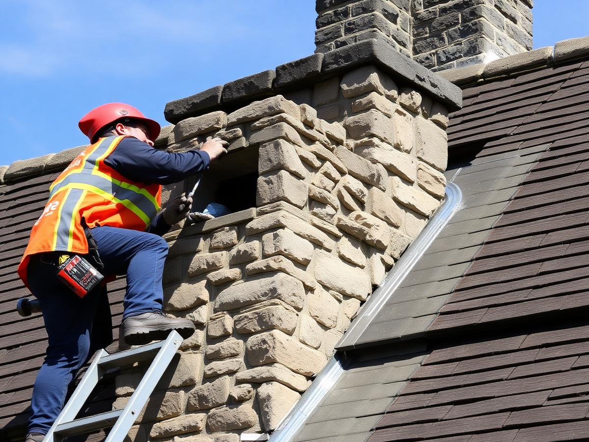 Stone chimney repointing