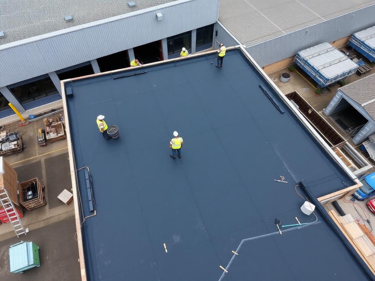 Warehouse flat roof install